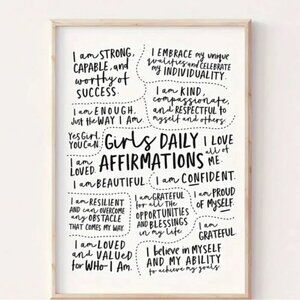 Girls Affirmation Positivity Quotes Gift No Framed 💗💗💗 New 16x24